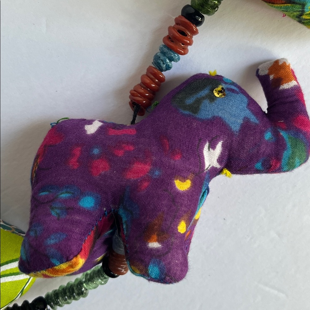 Elephant Garland World Market Handcrafted Fabric Beads Bell - Picture 6 of 10